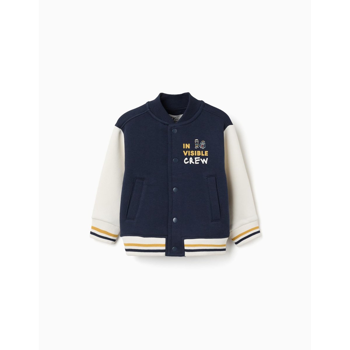 Blouson bomber en coton peigné avec imprimé bleu foncé, ZIPPY