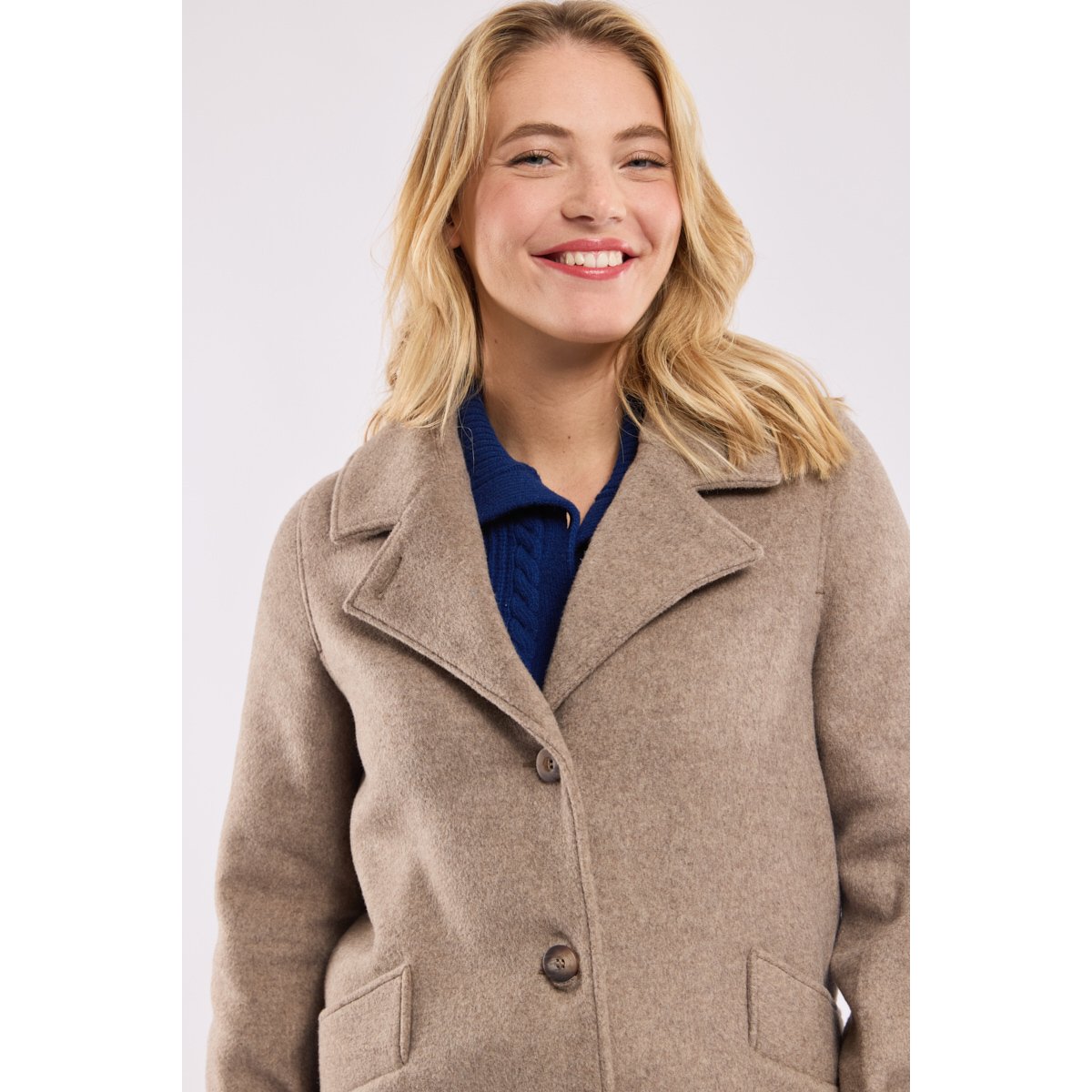 Caban boutonné en drap de laine rapa, ARMOR-LUX