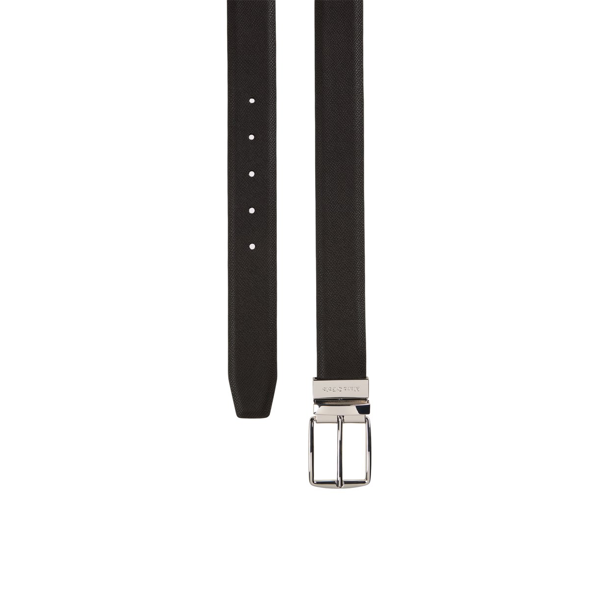 Ceinture réversible 2-en-1, modèle Bodu fabriqué à partir d'un substitut de cuir en polyester recyclé noir, MARC O'POLO