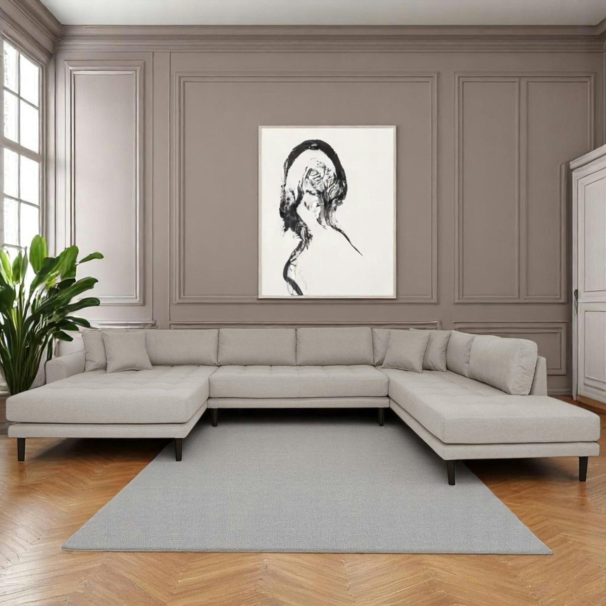 Canapé panoramique en tissu AMSTERDAM gris minéral - méridienne gauche, PIER IMPORT