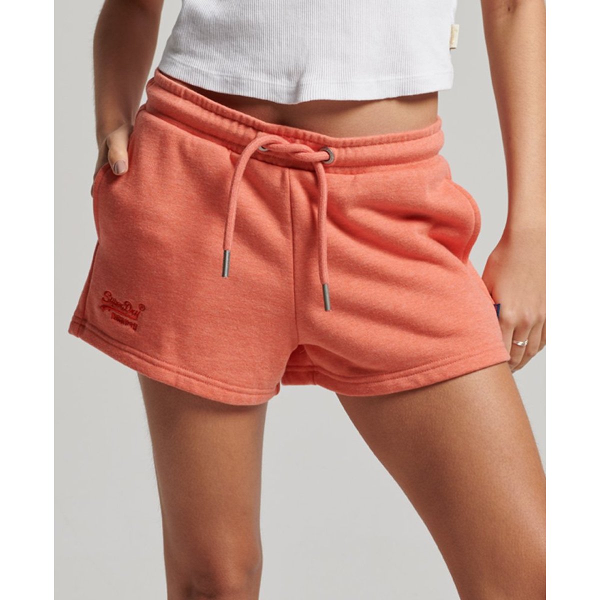 Short en jersey Vintage Logo brodé corail los angeles chiné, SUPERDRY