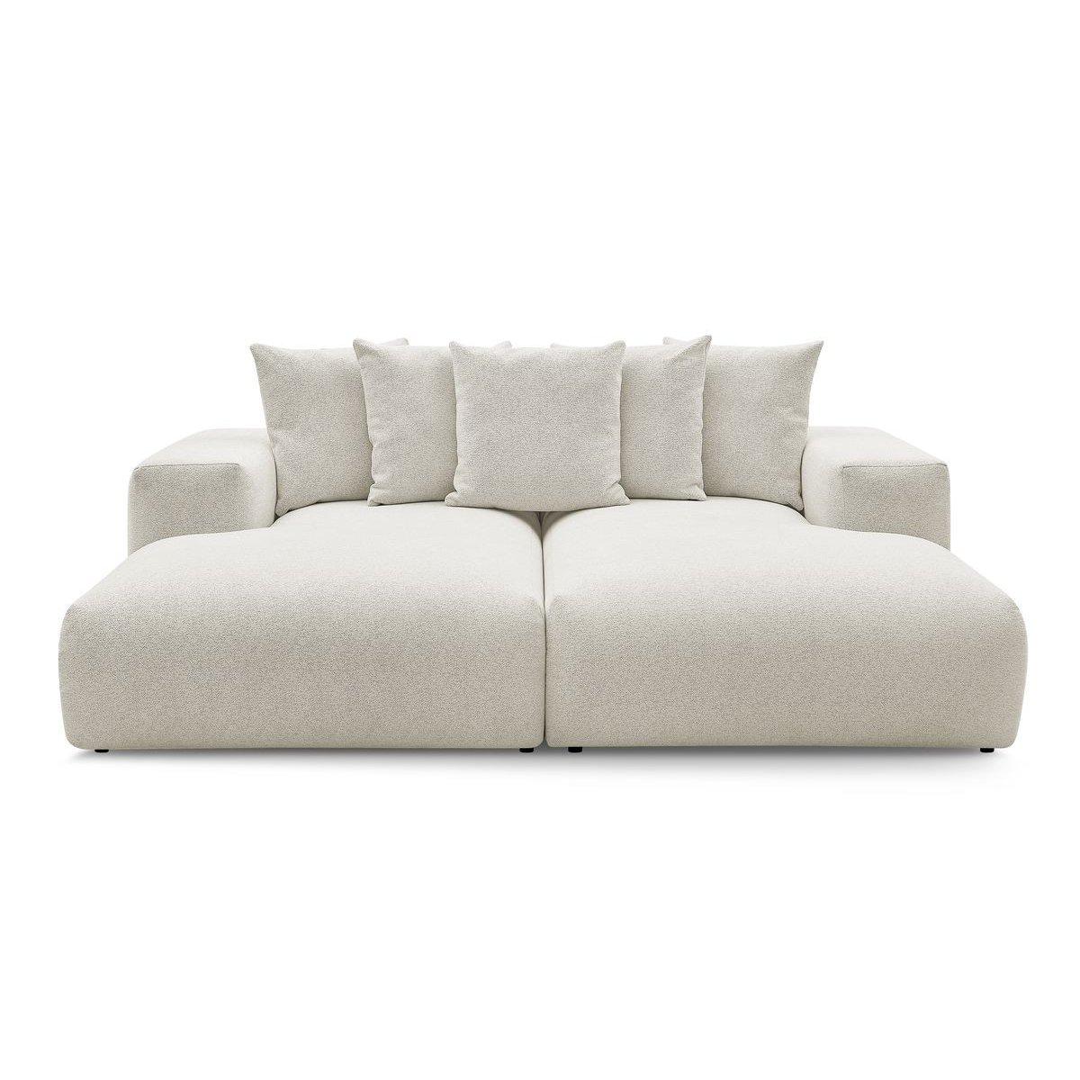 Canapé droit fixe 4 places en tissu chiné, VOLTAIRE blanc, BOBOCHIC