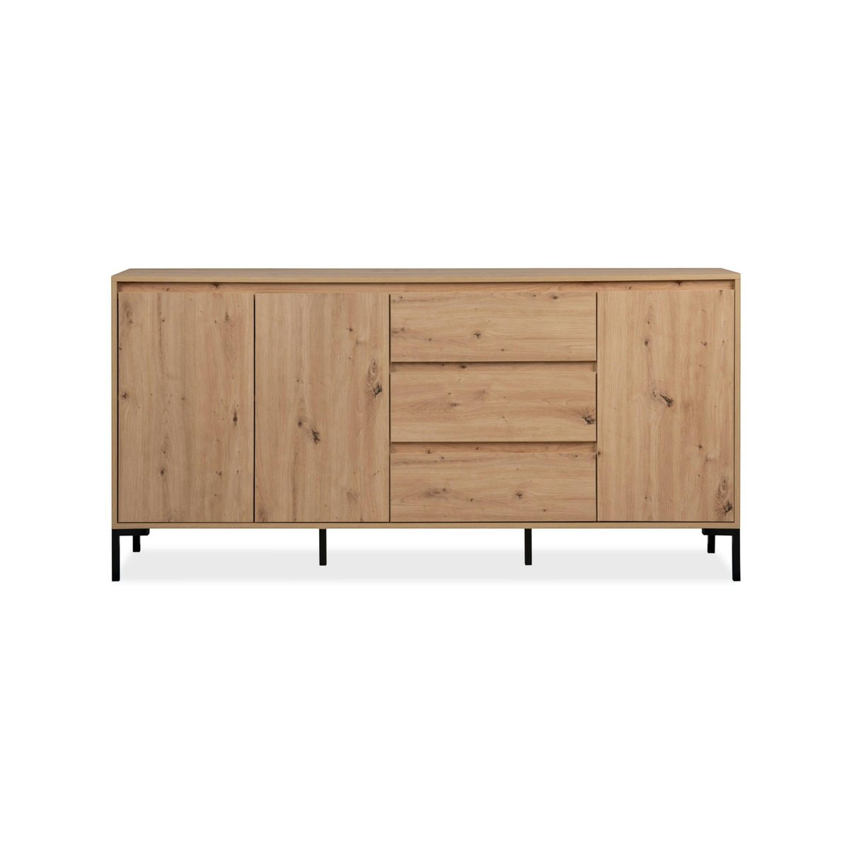 Buffet de salle à manger décor bois 3 portes 3 tiroirs KARVI bois naturel, PIER IMPORT