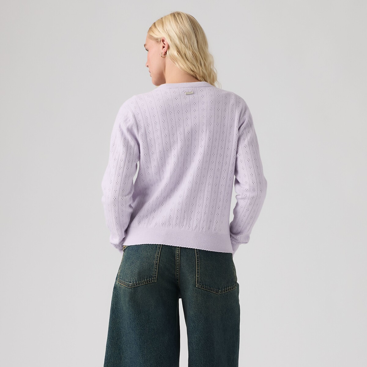 Cárdigan de cuello redondo con punto calado lila, LEVI'S