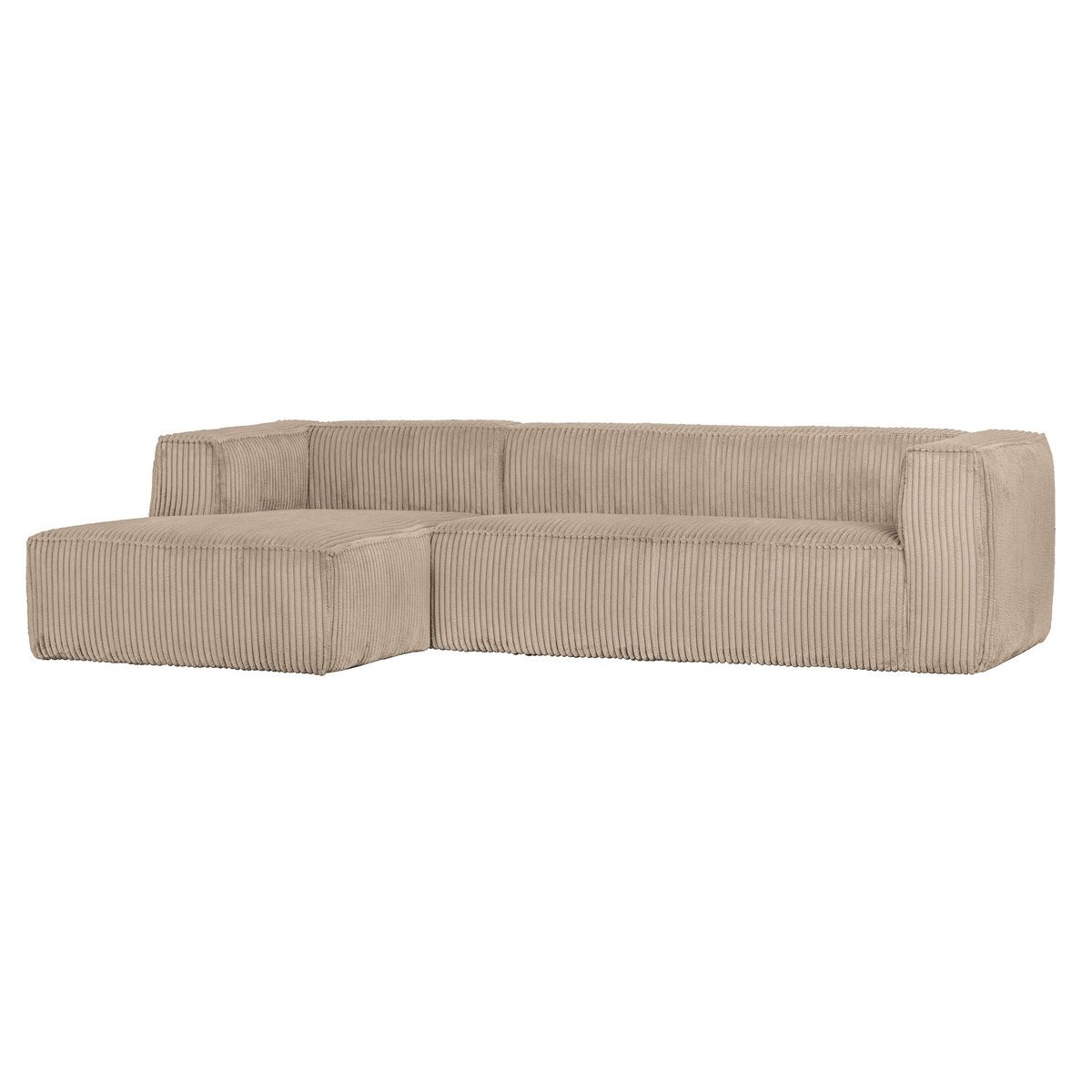 Canapé d'angle gauche en velours cotelé L305 cm - BEAN beige, WOOOD
