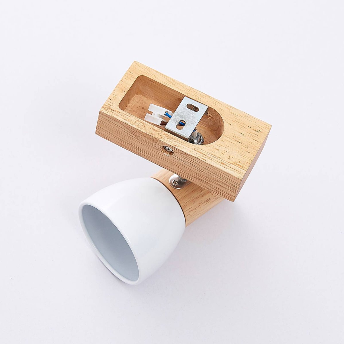 Applique en bois scandinave, Thorin bois clair, blanc, LINDBY