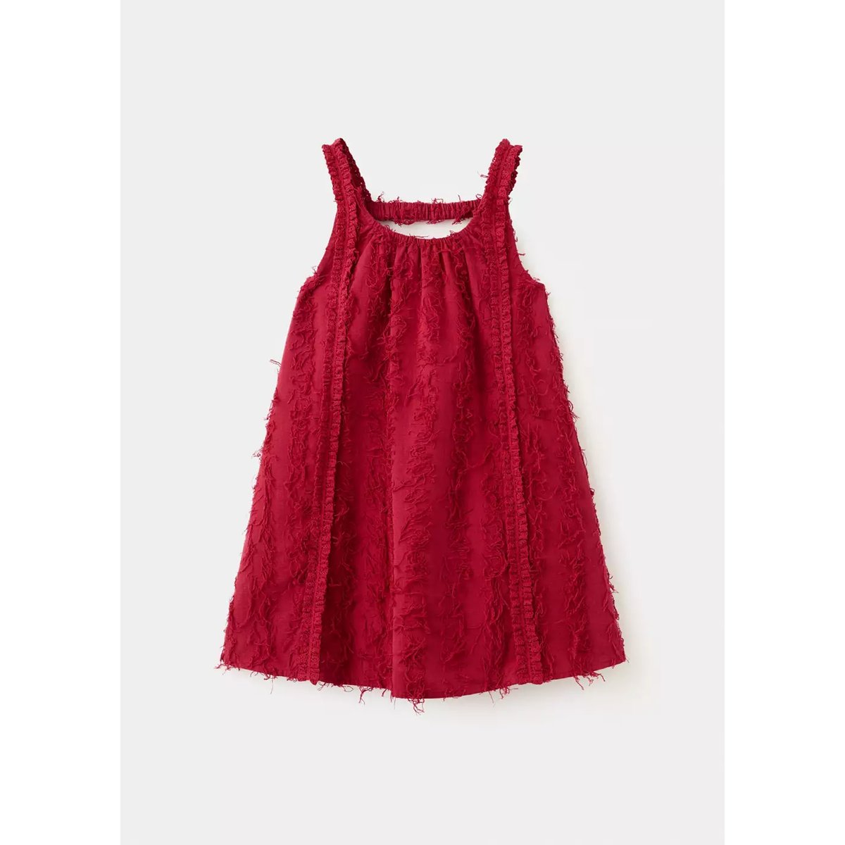 Robe détail franges bordeaux, MANGO KIDS