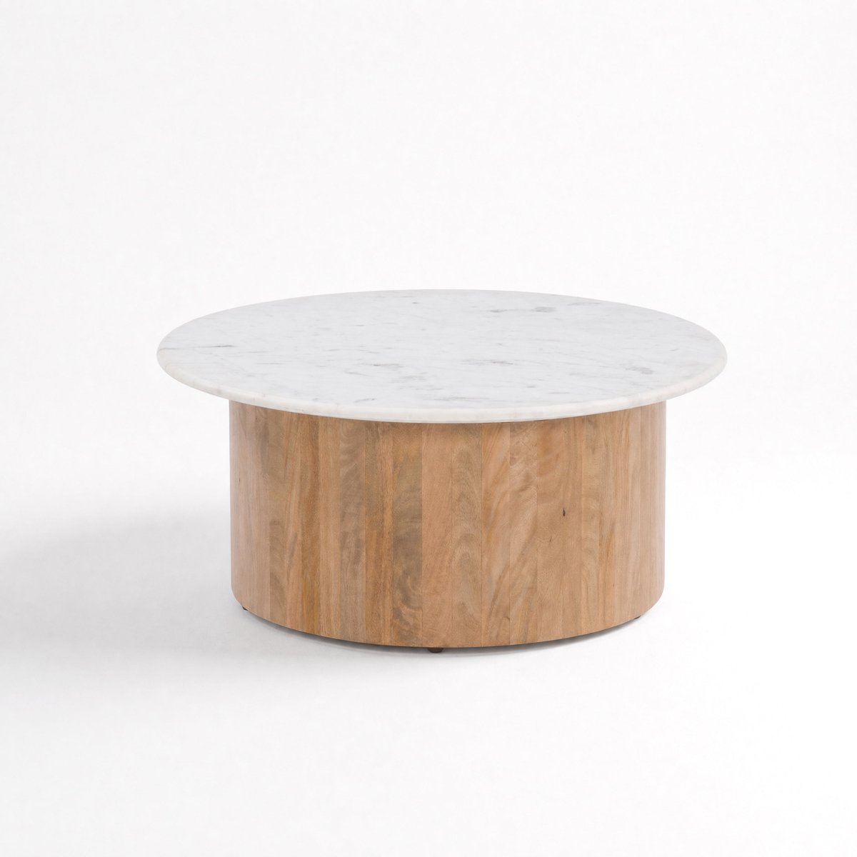 Table basse en marbre et bois de manguier - LÉANA blanc, MAISON PAVANE