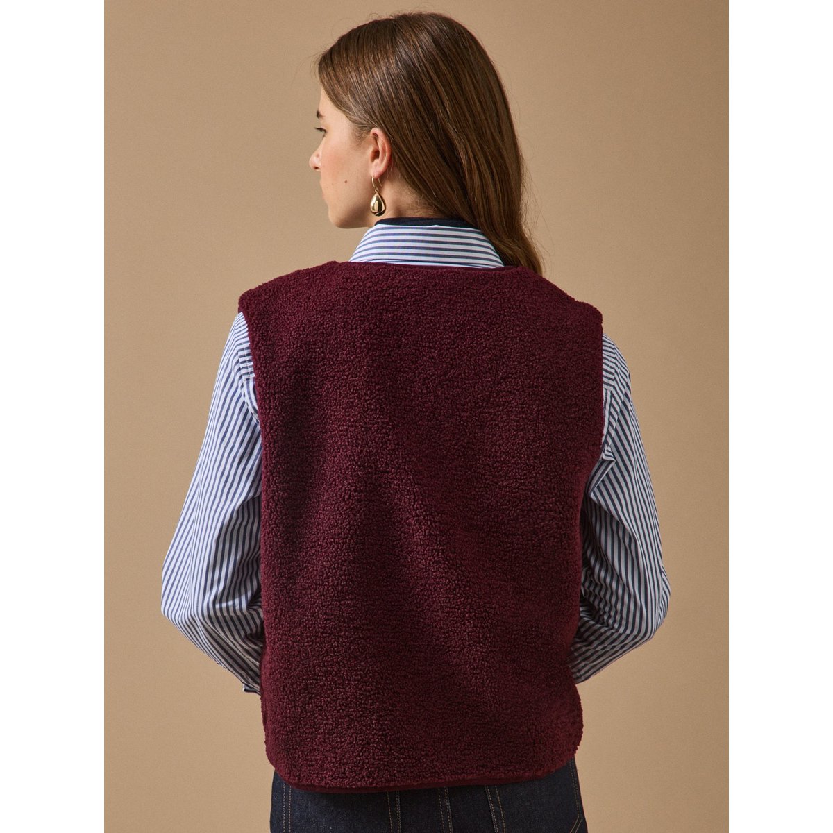 Veste sans manches en sherpa bordeaux, CYRILLUS