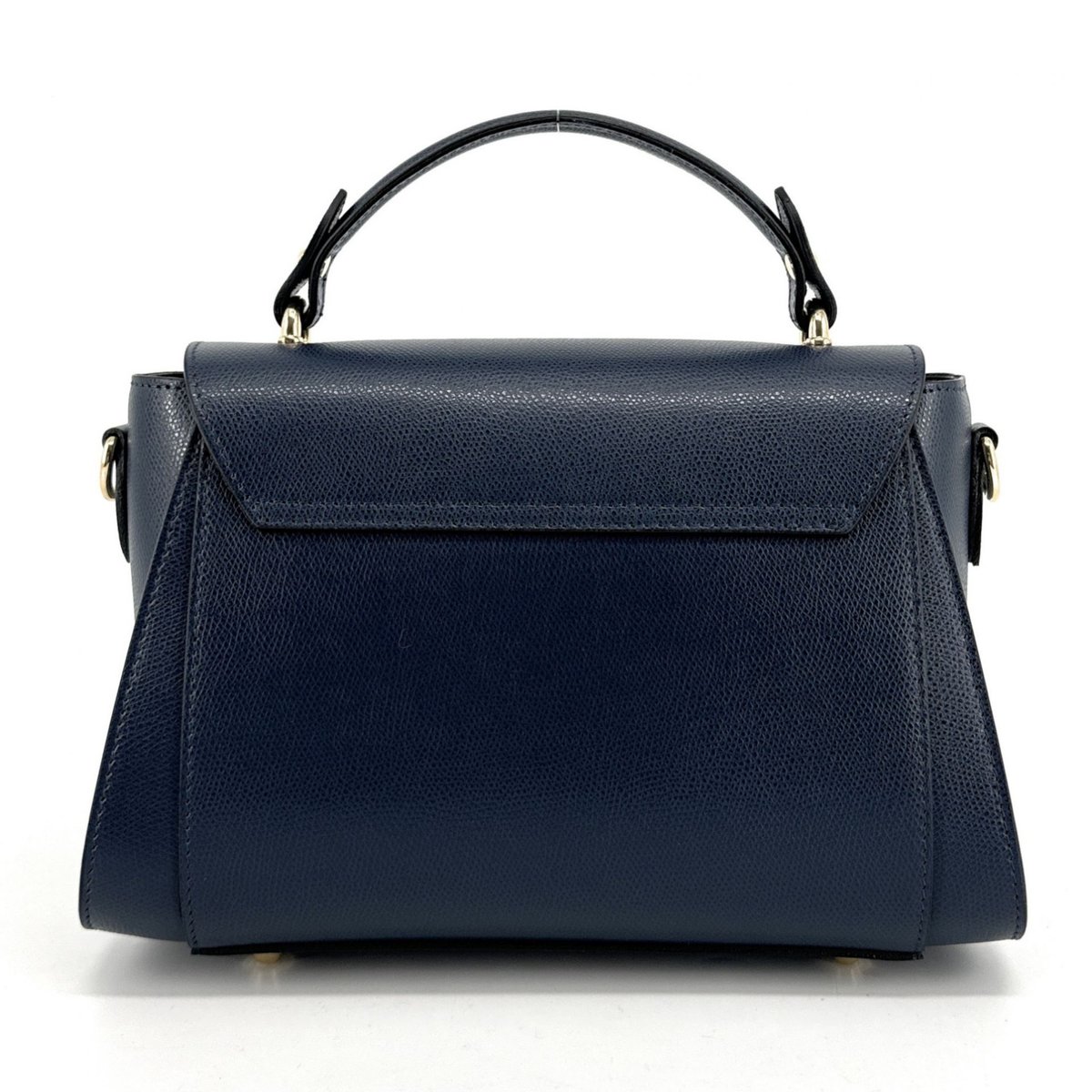 Sac à main en cuir grainé APOLLINE bleu foncé, OH MY BAG