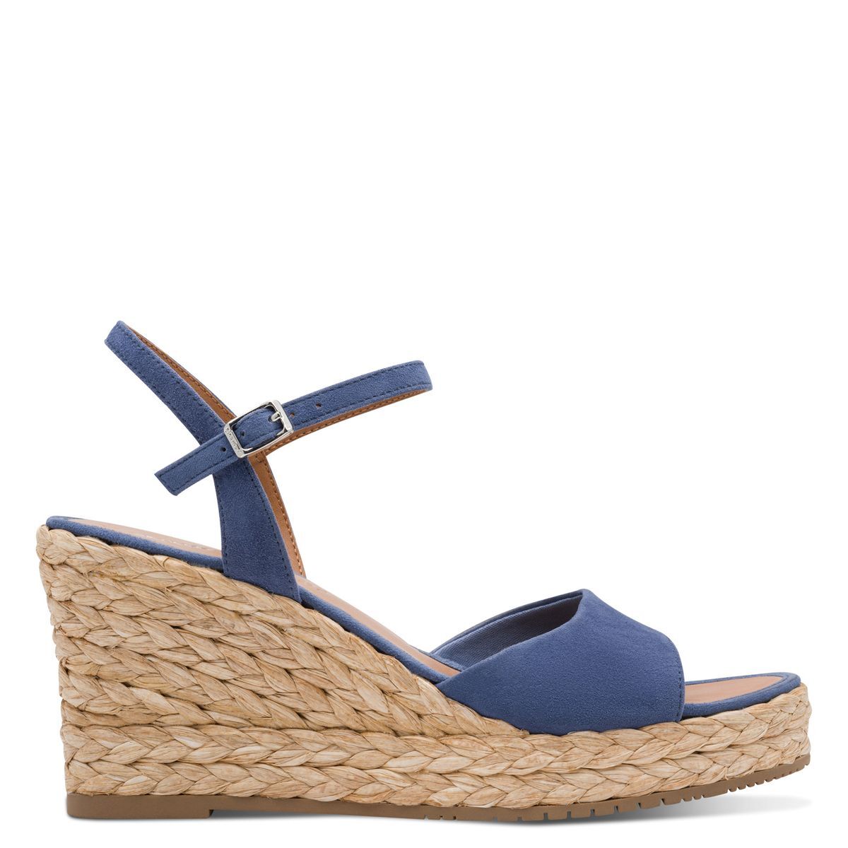 Sandale à talon en cuir bleu, TAMARIS