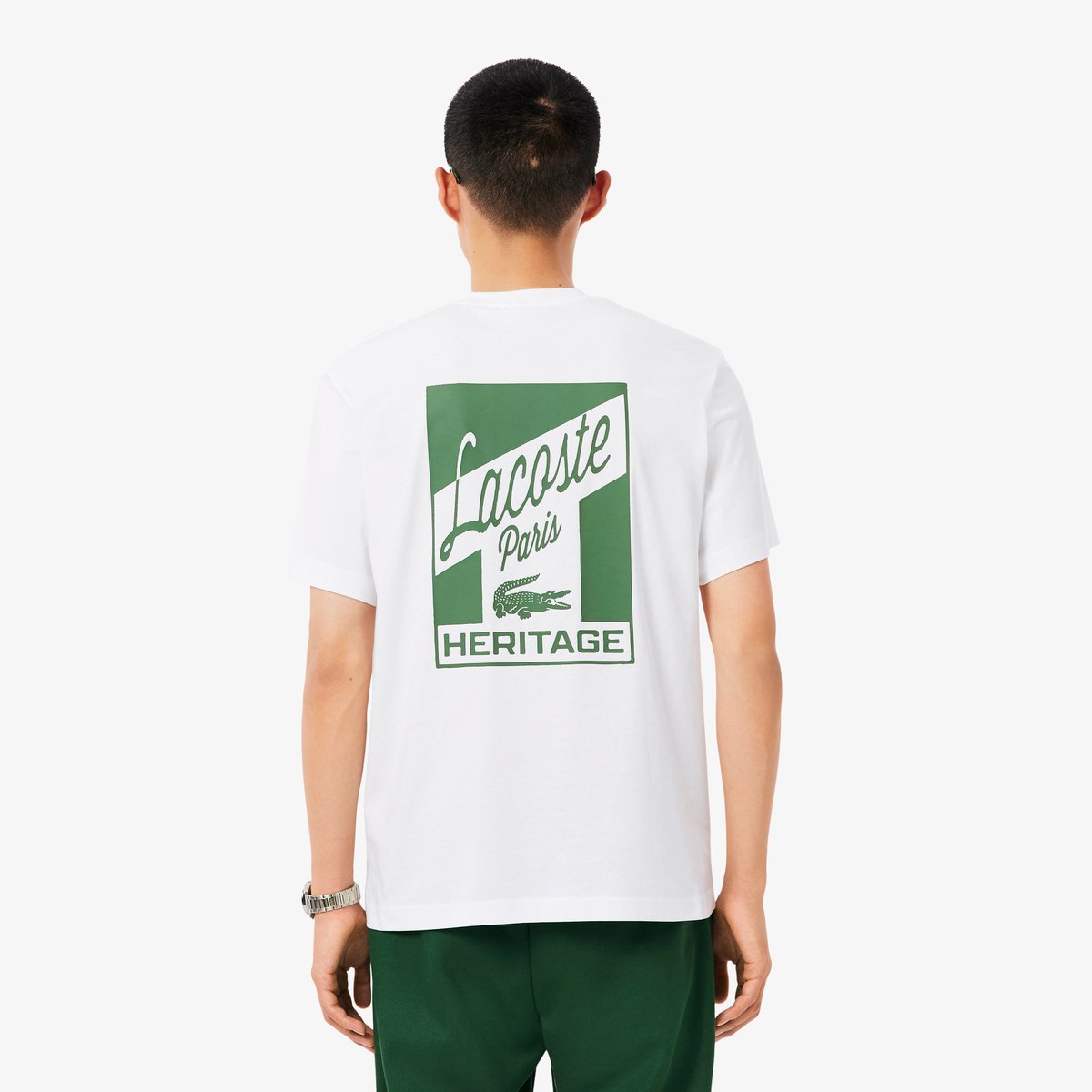 T-shirt jersey imprimé blanc-001, LACOSTE