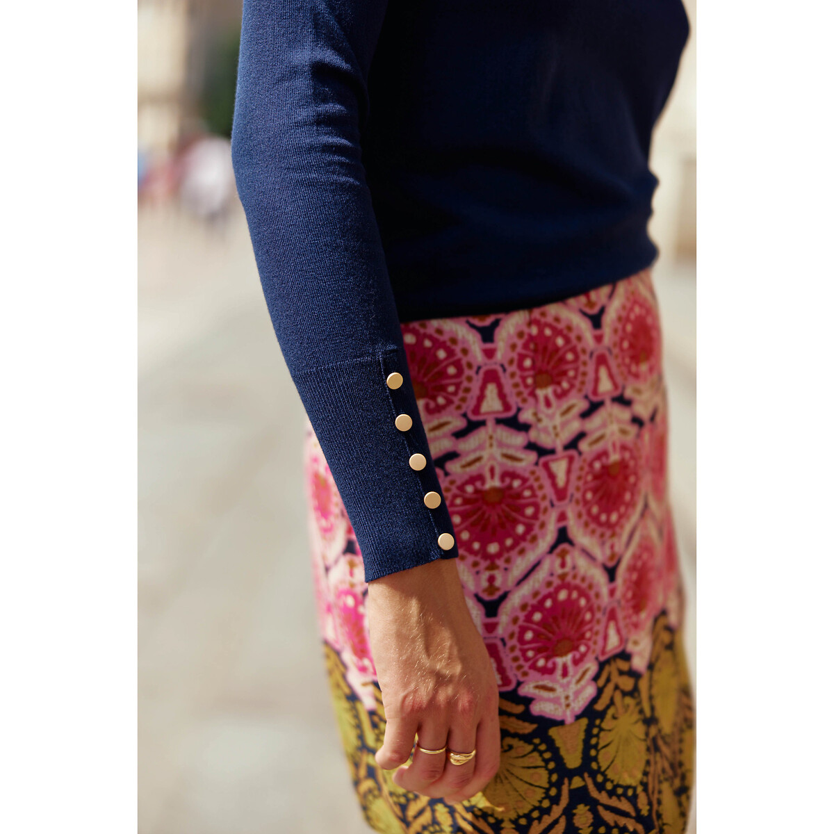 Pull col rond BEATRICE manches longues marine, LA PETITE ETOILE