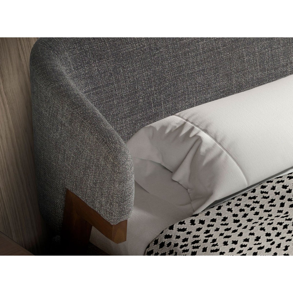 Lit en tissu gris | noyer, ANGEL CERDA