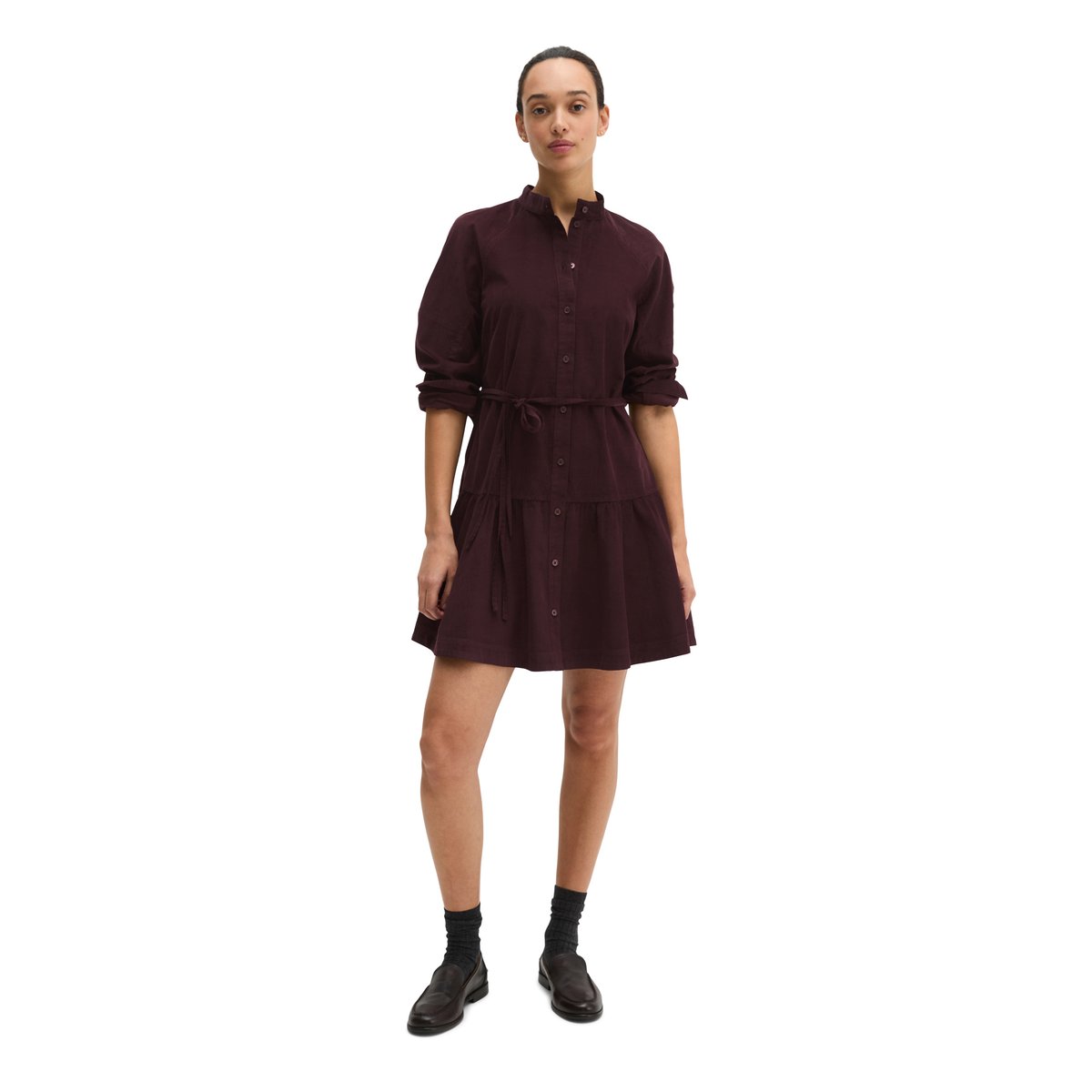 Robe dégradée flared en qualité velours côtelé rot, MARC O'POLO