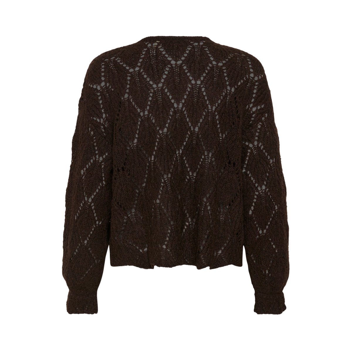 Cardigan à tricot marron java melange, CREAM