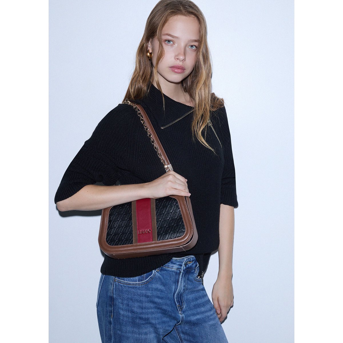 Sac à bandoulière moyen noir, LIU JO