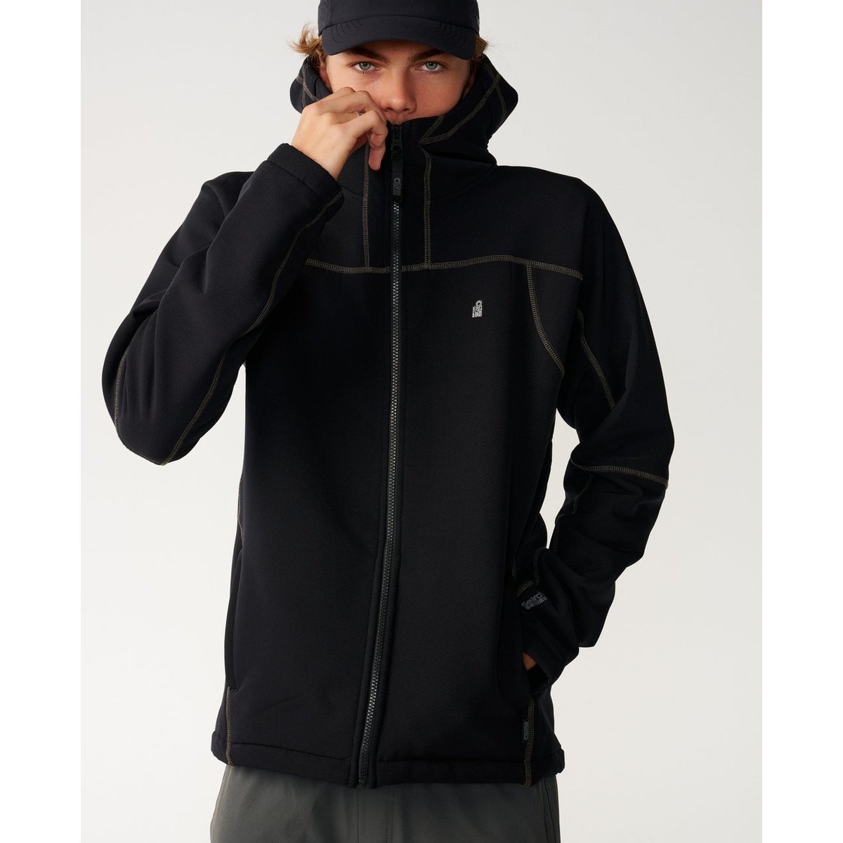 Sweat zippé à capuche SEARCH SERIES Soft Tech black, RIP CURL