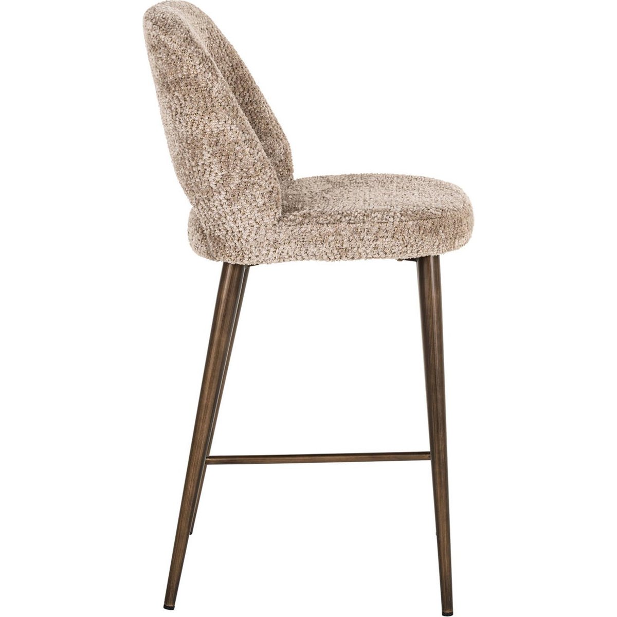 Tabouret de comptoir bouclette beige lovely nature et bronze, RECOLLECTION
