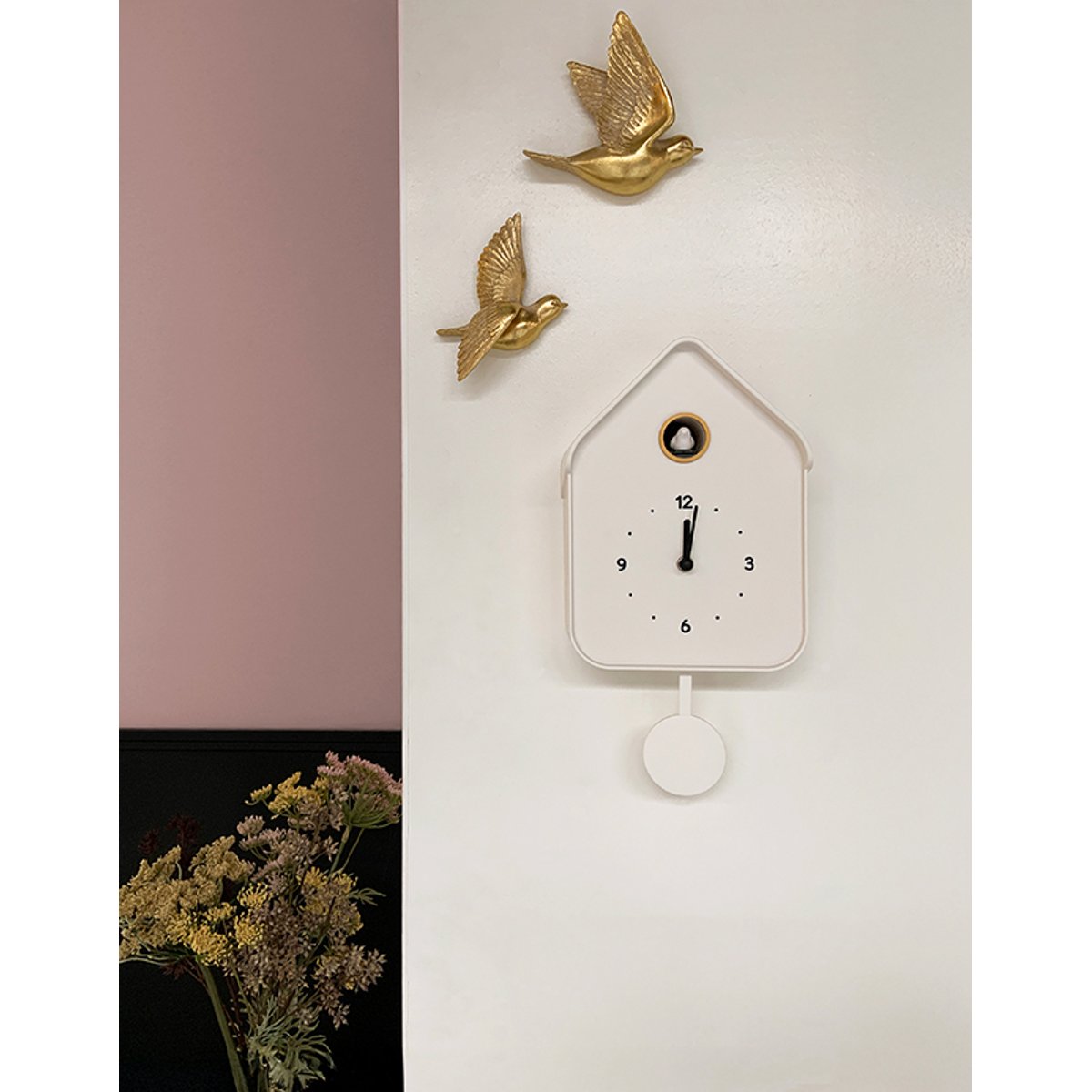 Horloge coucou 20.6x39cm blanc, EMDE