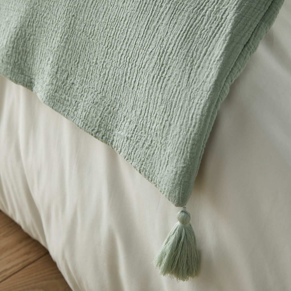 Housse de coussin matelassée gaze de coton, Kumla vert de gris, LA REDOUTE INTERIEURS