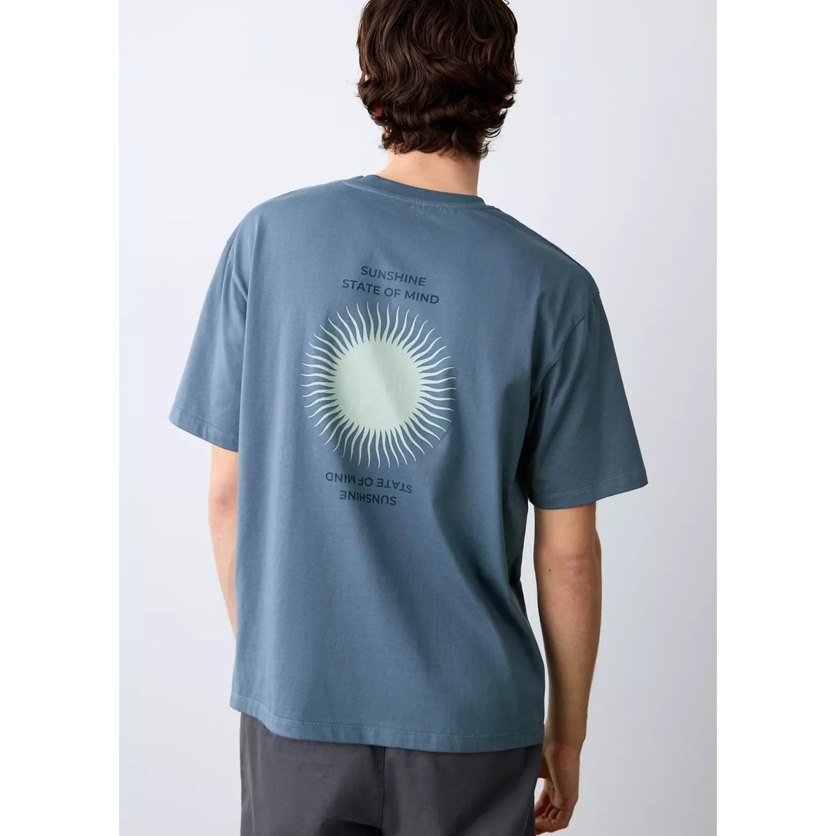 T-shirt imprimé manches courtes bleu, MANGO TEEN