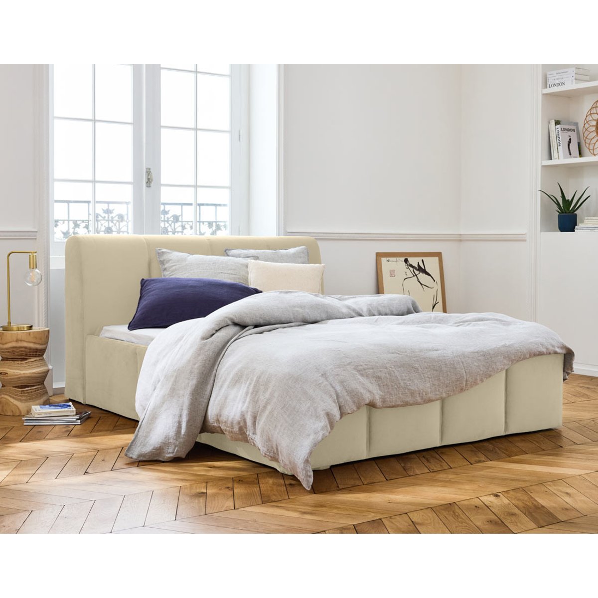Lit coffre - ELYSIA beige, BEST MOBILIER
