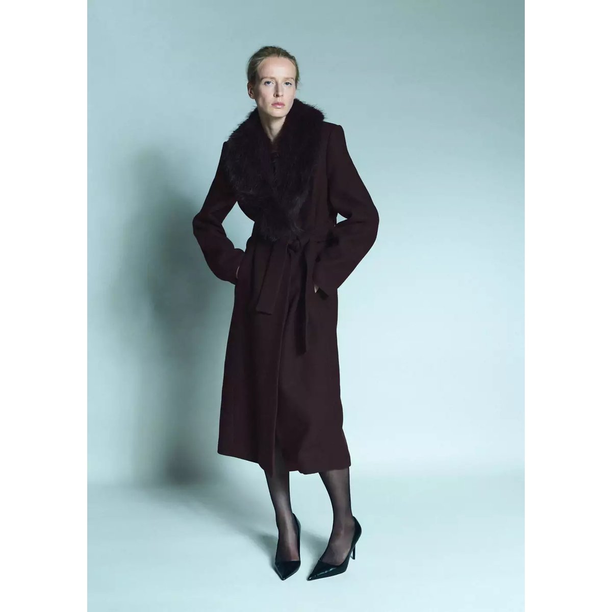COAT DOLCE chocolat, MANGO