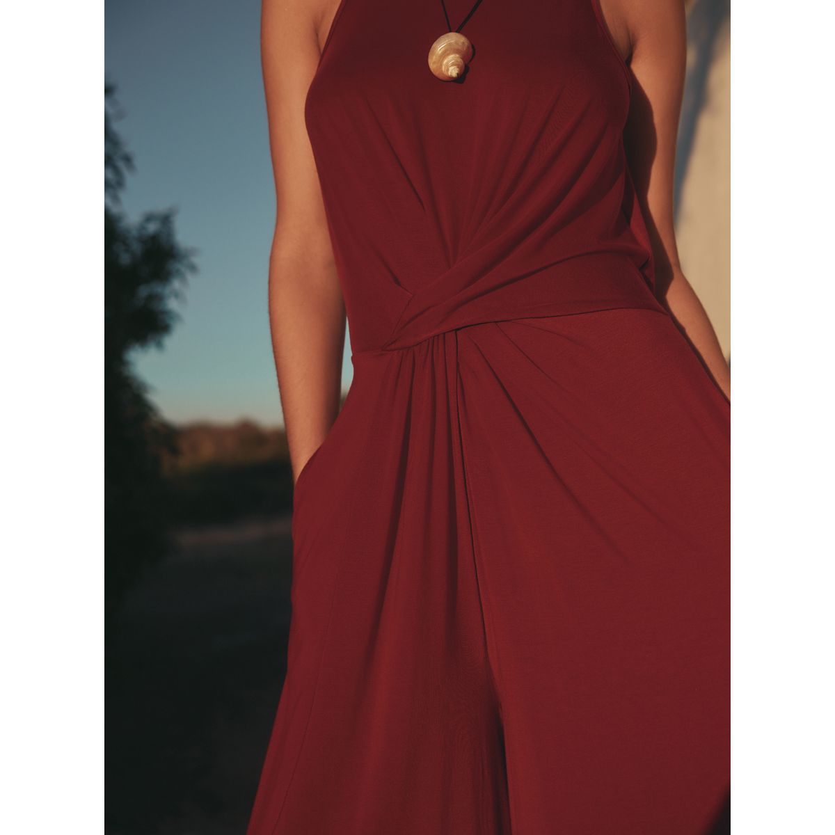 Combi-pantalon en jersey à taille torsadée rouge bordeaux, NEXT
