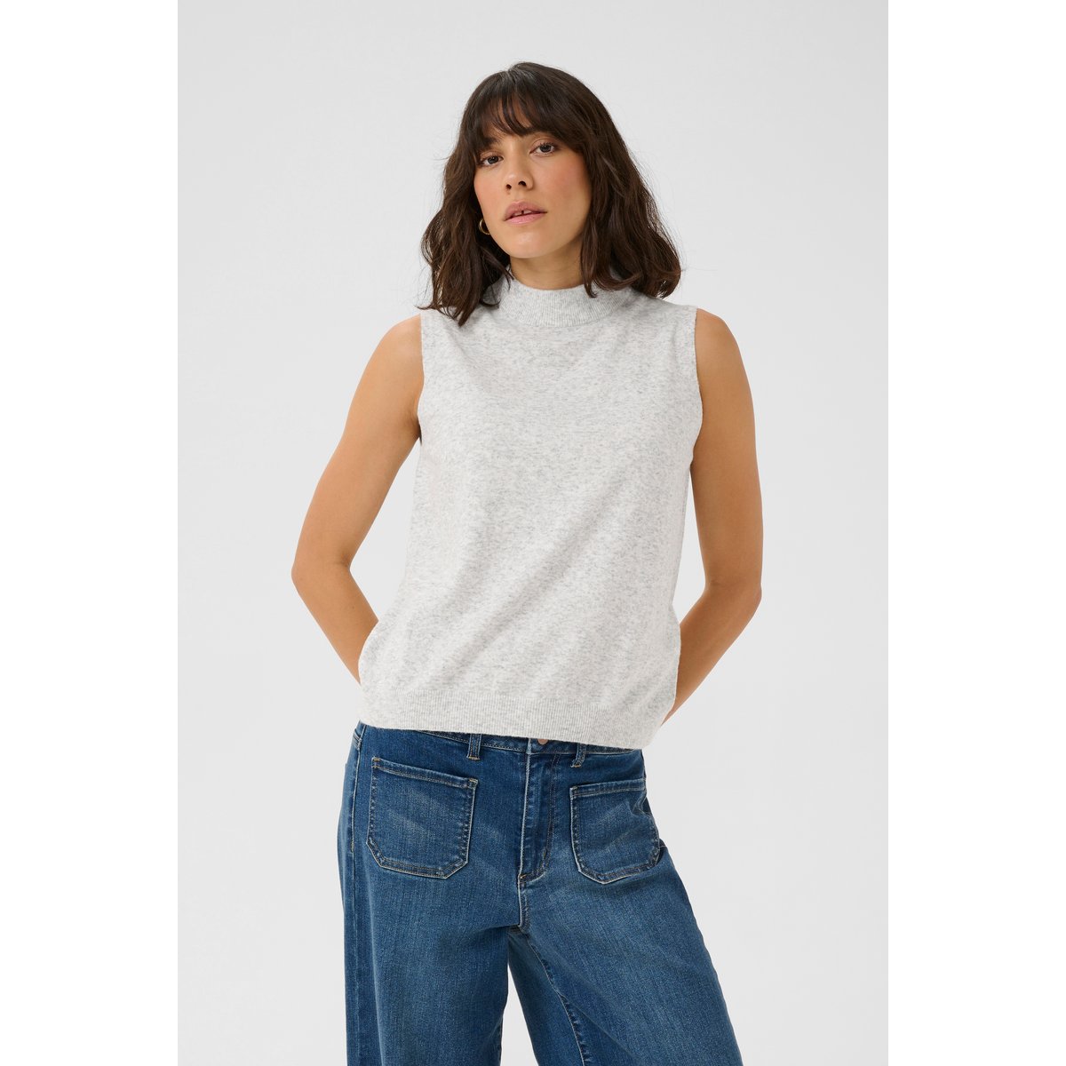 Knitted tunic gris light grey melange, KAFFE