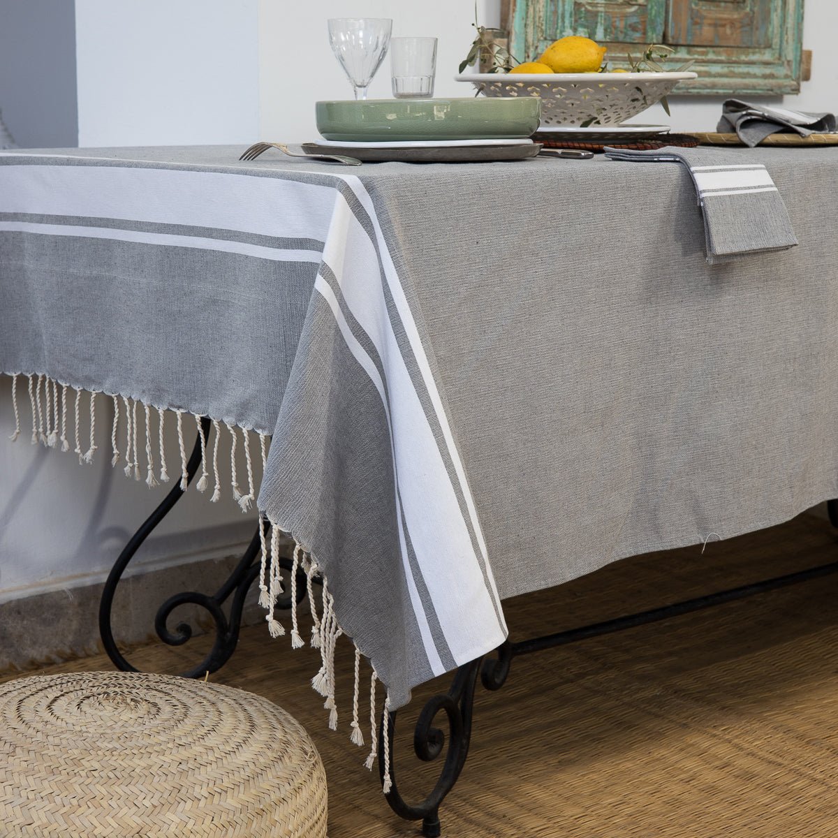 Nappe coton ST TROPEZ gris moyen, FEBRONIE