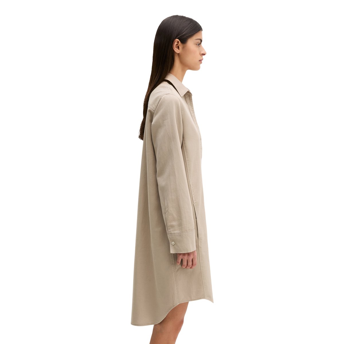 Robe chemisier relaxed en mélange de coton organique, de lyocell et de lin marron, MARC O'POLO