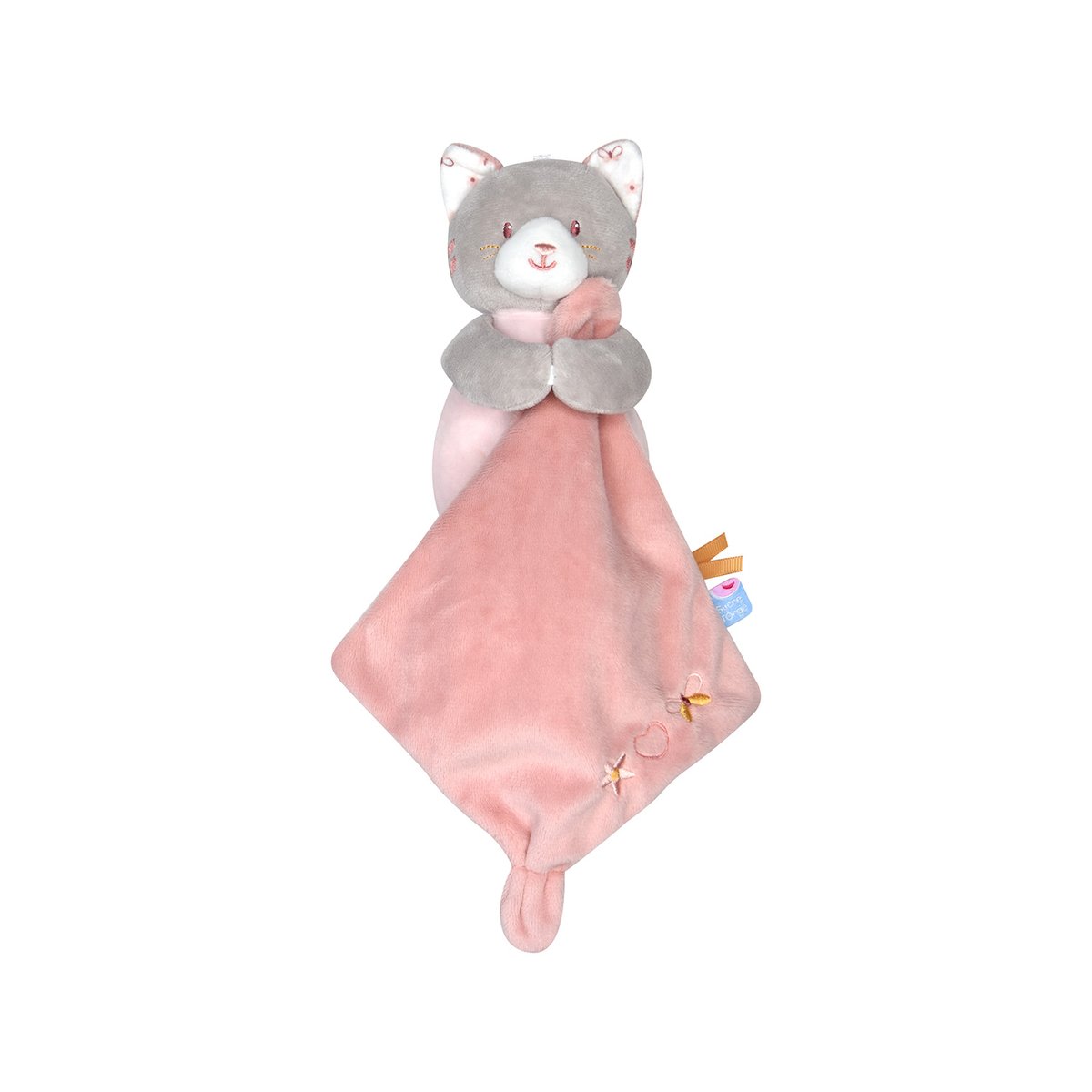 Doudou mouchoir chat velours doux rose, SUCRE D'ORGE