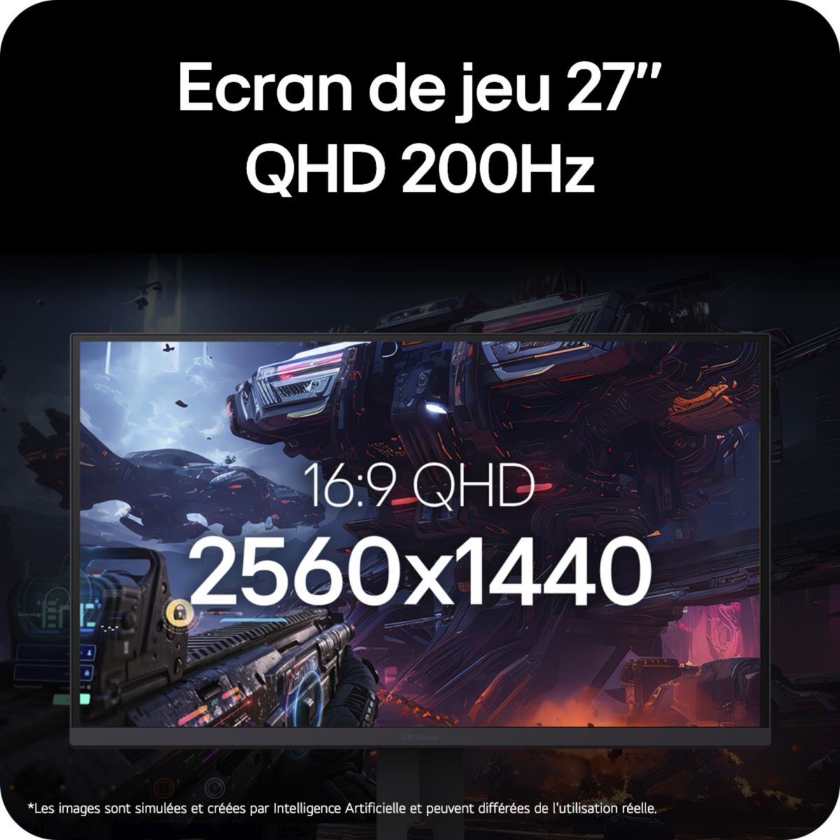 Ecran PC Gamer UltraGear 27G610A-B.AEUQ 27" IPS QHD 200Hz couleur unique, LG