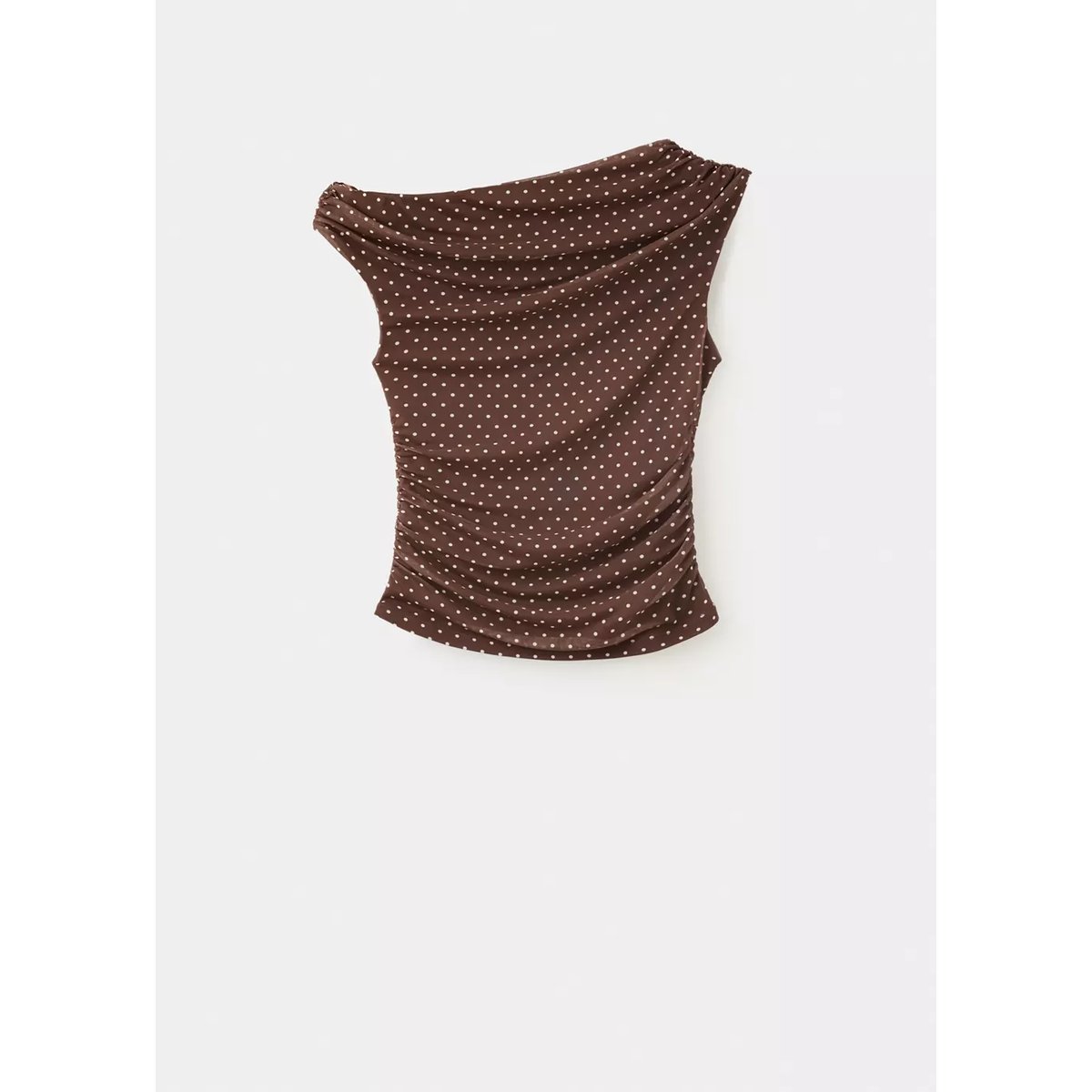 Top asymétrique à pois marron, MANGO
