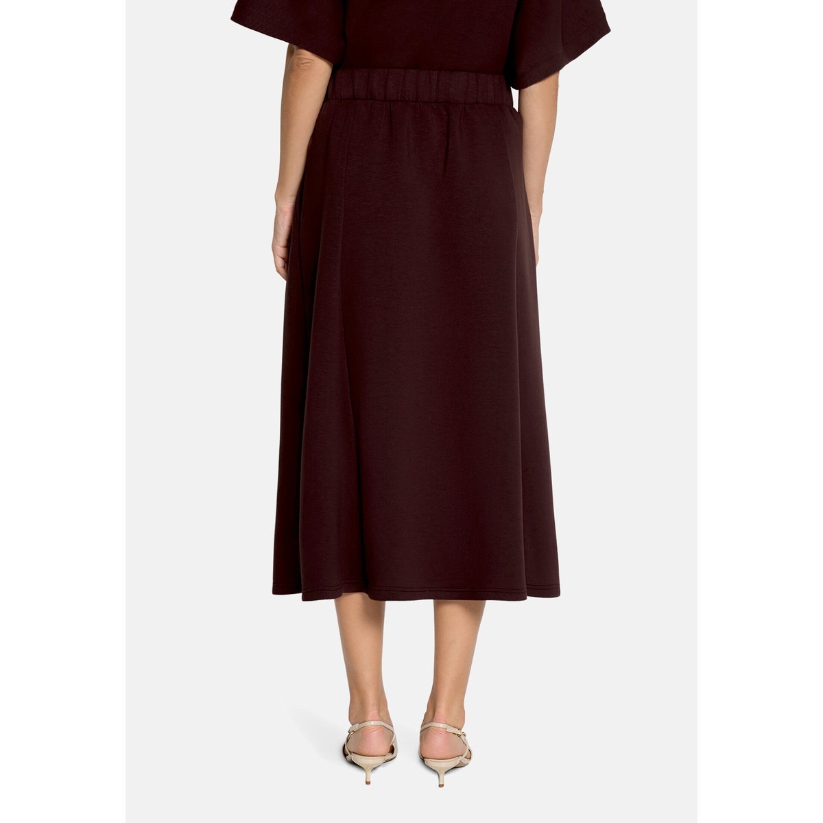 Jupe longueur midi à élastique dark maroon, VERA MONT