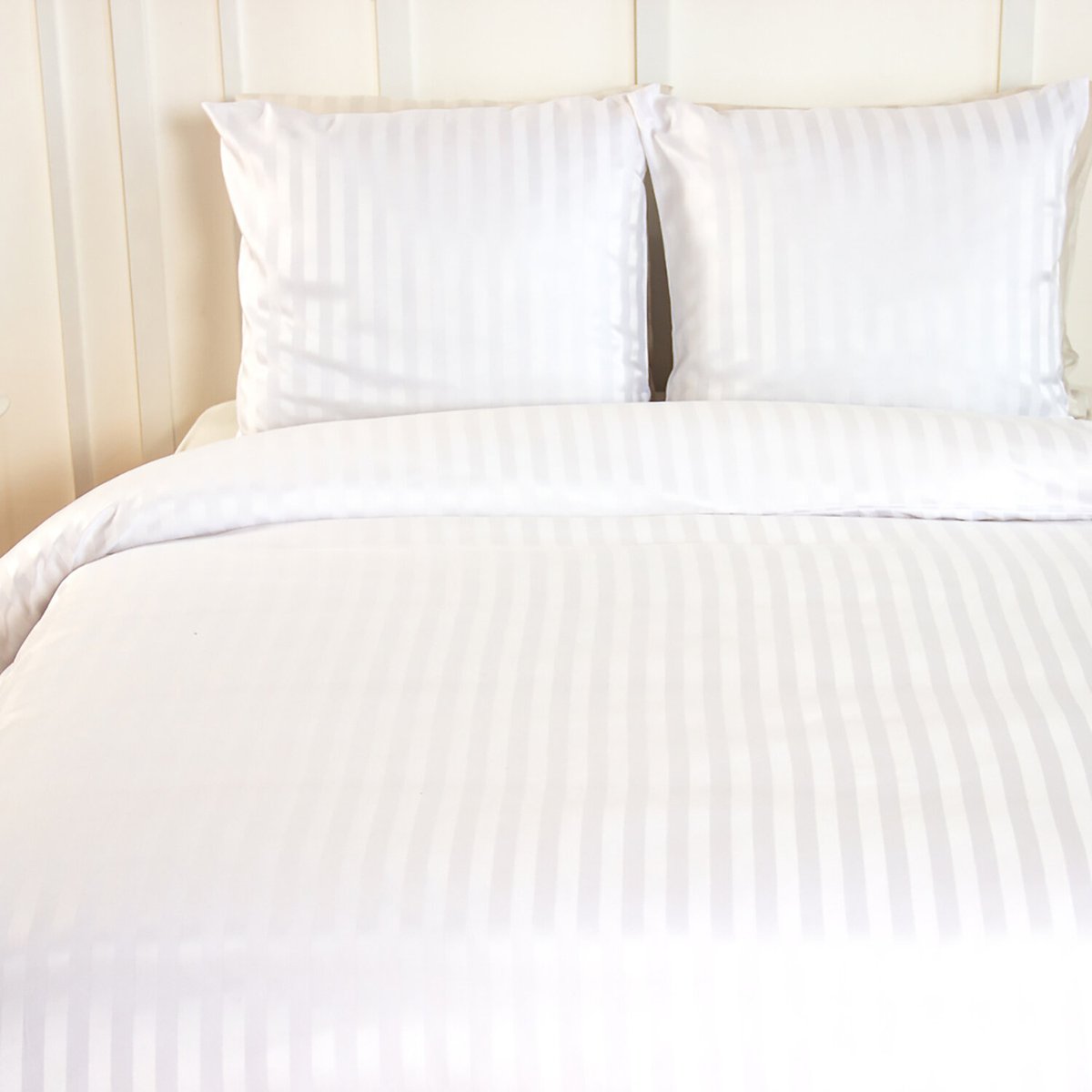 Parure housse de couette en satin de microfibre unie, RAILB blanc, C DESIGN HOME TEXTILE