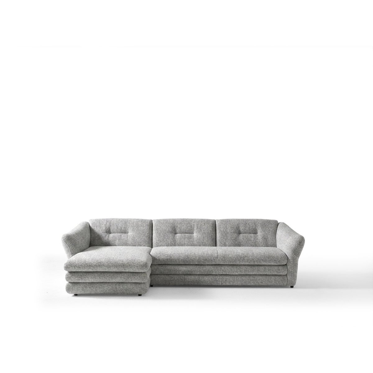Canapé d'angle fixe 4 places en tissu chiné, MARBLE gris, BOBOCHIC