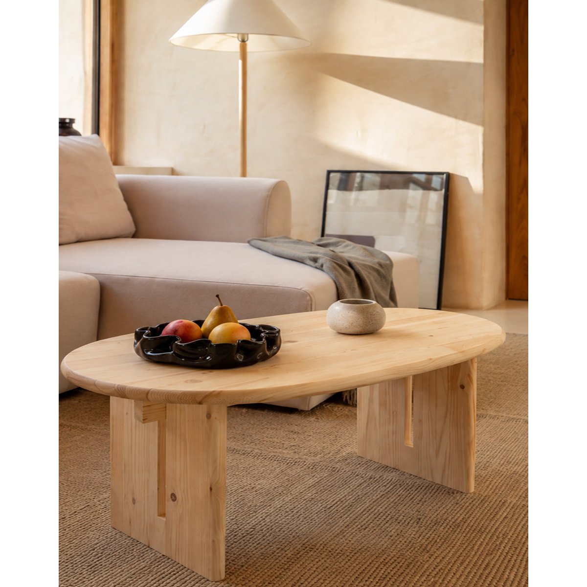 Table basse en sapin beige 102 cm - GAIA naturel, HANNUN