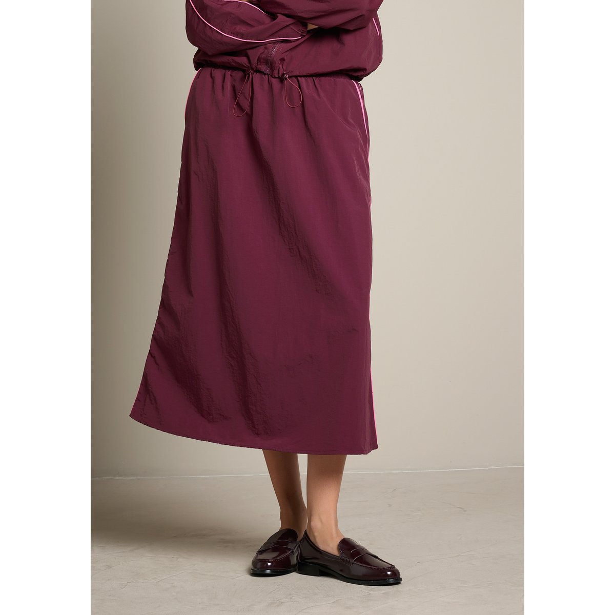 Jupe midi parachute bordeau wine, LOLALIZA