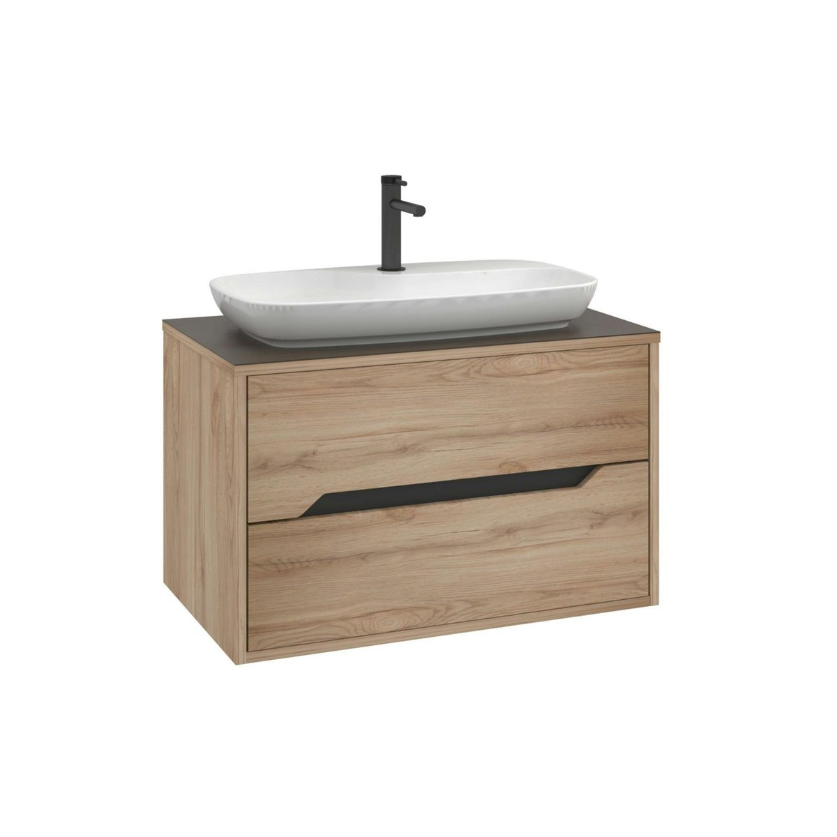 Meuble vasque suspendu 2 tiroirs 80 cm NEÏS bois clair, PIER IMPORT