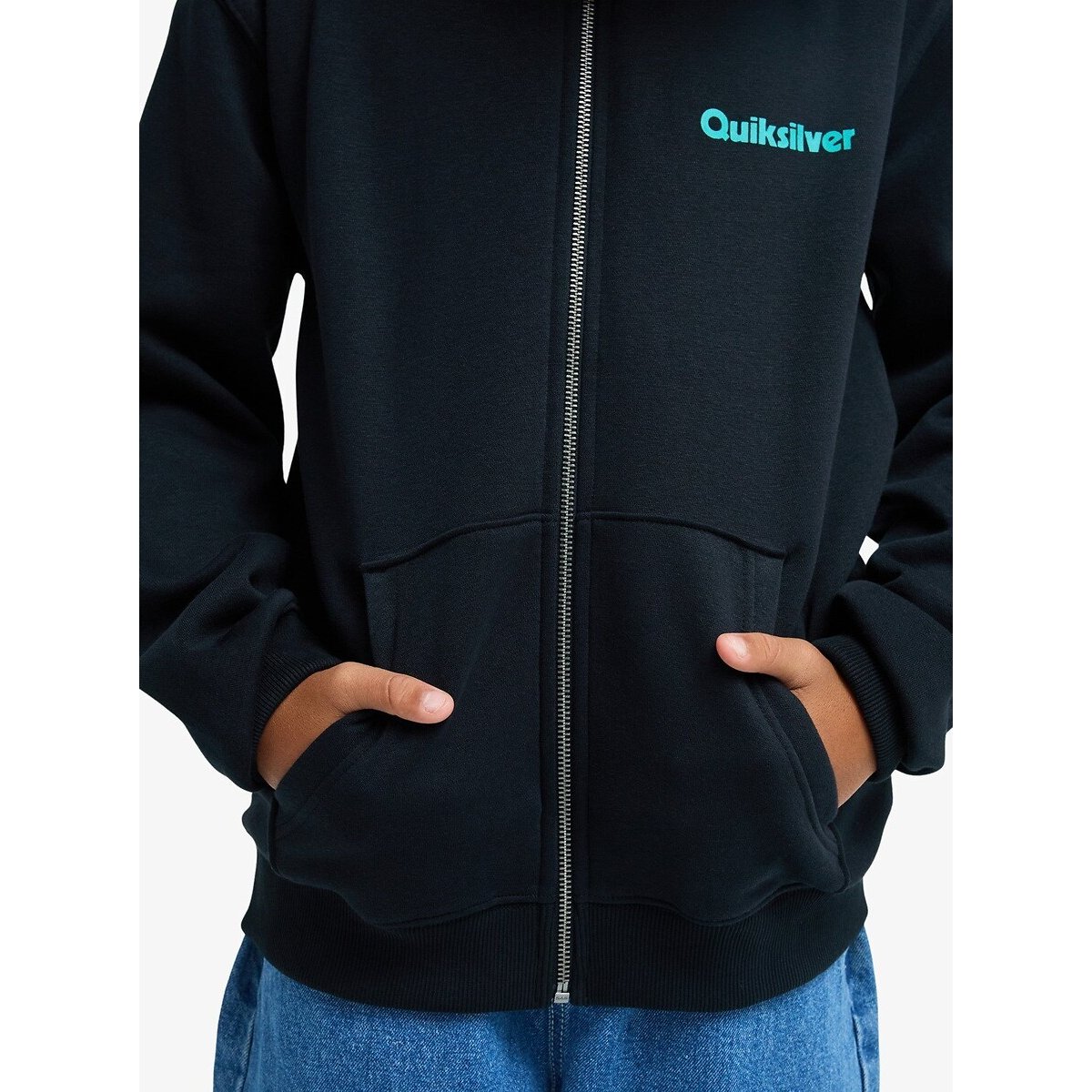 Sweat zippé à capuche, en molleton, imprimé dos noir, QUIKSILVER