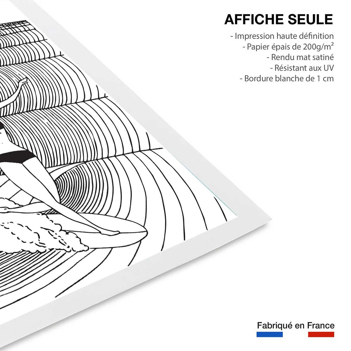 Poster surfeuse nose-riding affiche seule, HEXOA