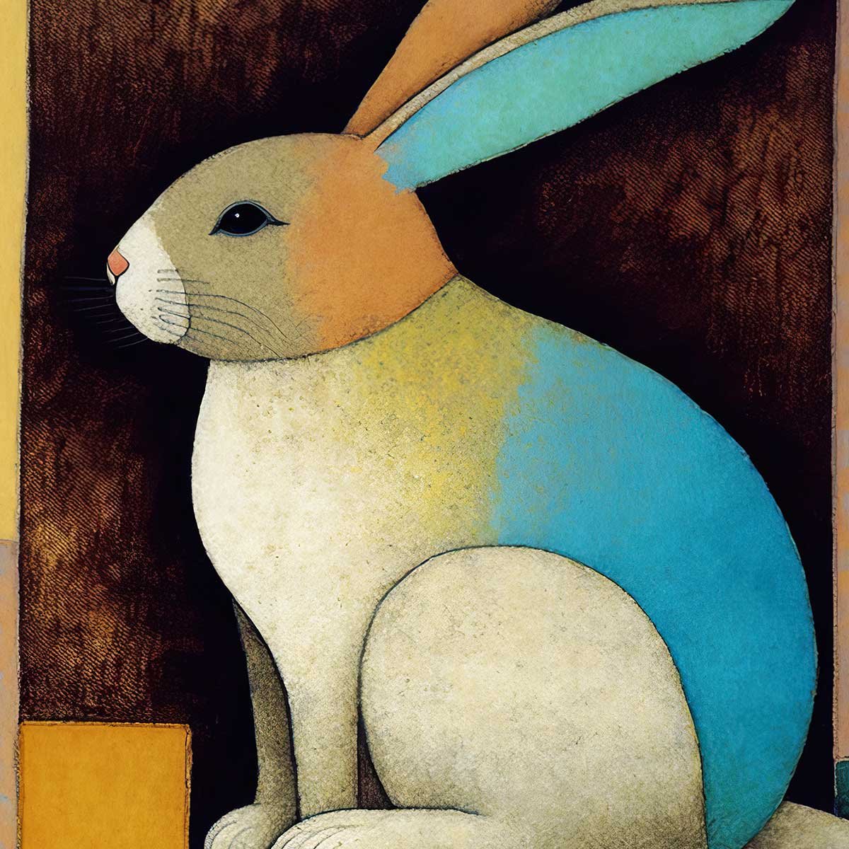 Affiche enfant lapin dans la boîte affiche seule, HEXOA