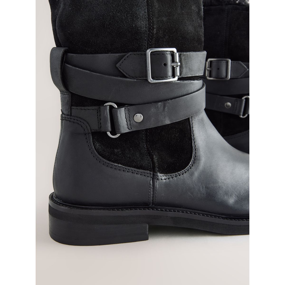 Bottines avec peau lainée forever comfort® cuir huilé noir, NEXT