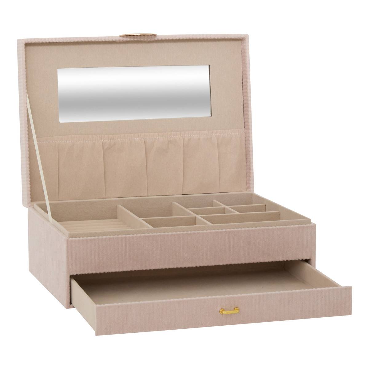 Boîte à bijoux avec miroir 27,5x ENYA beige, ATMOSPHERA