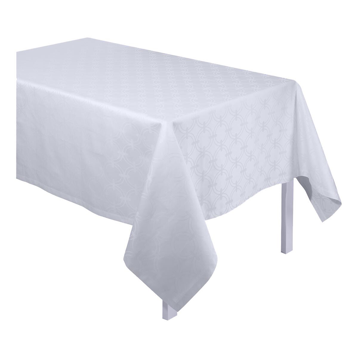 Nappe Anneaux Blanc 170x320 100% coton blanc, LE JACQUARD FRANCAIS
