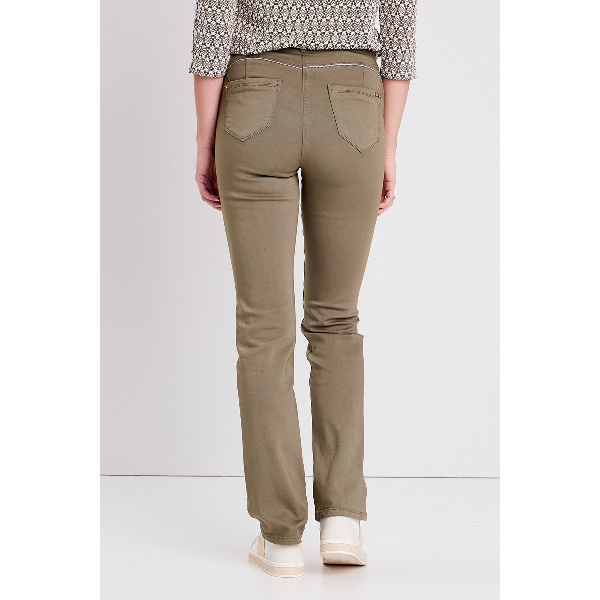 Pantalon droit taille haute vert kaki, BREAL