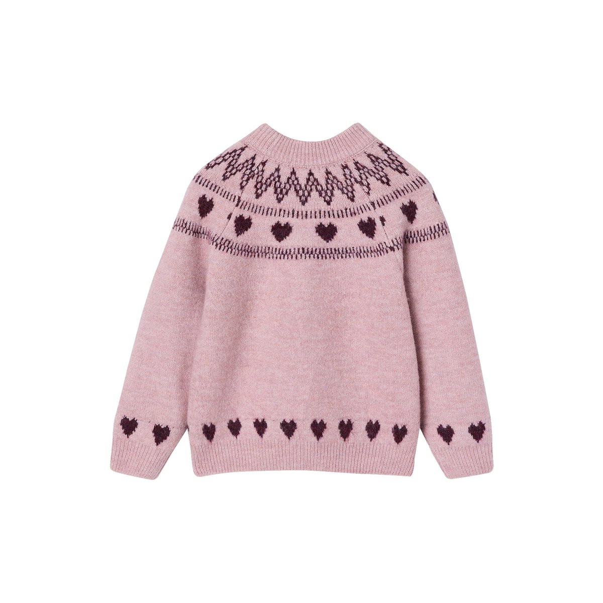 Pull manches longues col rond rose pâle, VERTBAUDET