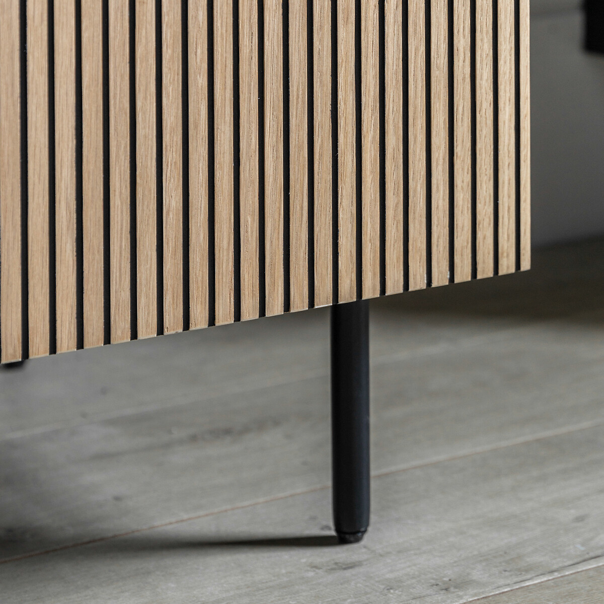 Hopewell 2 Door Oak Slatted Wardrobe natural/black, SO'HOME